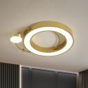Modernist LED Flush Mount Lighting Gold Circular Ceiling Lamp with Metallic Shade in Yellow/White Light