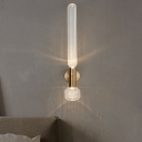 Modernist Tube Wall Mounted Light Clear Glass LED Bedside Surface Wall Sconce in Gold