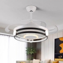 Round Hanging Fan Light Fixture Modern Metal 42