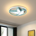 Pigeon Child Room LED Flush Mounted Lamp Acrylic Kids Surface Ceiling Light in Blue, Warm/White Light