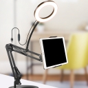 Black LED Round Vanity Light Modernist Metal USB Fill Flash Lamp with Liftable Support
