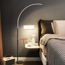 Metallic Arch Standing Floor Light Modern Style LED Floor Reading Lighting in Black with Tray Deco, Warm/White Light