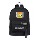 Fashionable Letter Cooky Rabbit Graphic O-ring Strap Embellished Large Capacity Backpack in Black