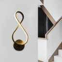 Musical Note/Number 8 Wall Mount Lamp Simplicity Metal Black/White LED Flush Wall Sconce in Warm/White Light