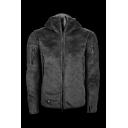 Mens Jacket Trendy Patchwork Zipper Decorated Long Sleeve High Neck Slim Fitted Hooded Plush Casual Jacket
