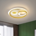 Rings Flush Mount Lighting Simplicity Metallic Sleeping Room LED Ceiling Fixture in Gold, 16.5