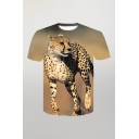 Popular 3D Top Tee Animal Leopard Pattern Regular Fitted