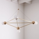 Modernist 4 Bulbs Chandelier Light White Geometric Frame Ceiling Hang Fixture with Metal Shade