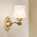 Opal Glass Urn Shade Wall Light Sconce Country 1 Bulb Living Room Wall Mounted Lamp in Brass