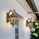 1-Bulb Water Glass Wall Light Fixture Warehouse Black/Brass Finish Lantern Up/Down Wall Mount Lighting, 9.5
