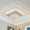 Square Metal Flush Mount Light Modern Style LED White Close to Ceiling Lamp, 16.5