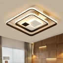 LED Sleeping Room Flush Mount Lamp Modern Black Ceiling Light Fixture with Squared Metal Shade, 16.5