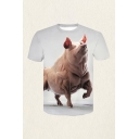 Mens 3D Simple T-Shirt Animal Pig Muscle Pattern Round Neck Regular Fit Short Sleeve Tee Top