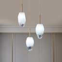 Frosted Glass Geometric Cluster Pendant Modern 3 Lights Gold Finish Hanging Light Fixture with Linear/Round Canopy