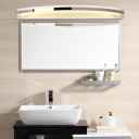 Chrome Bent Linear Vanity Lamp Contemporary LED Acrylic Wall Lighting Ideas in Warm/White Light