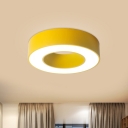 Yellow/Blue/Green Circular Flushmount Minimalist LED Metal Ceiling Mount Light Fixture for Sleeping Room