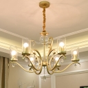 Clear Glass Cylinder Chandelier Light Modern Style 6 Lights Gold Pendant Lighting with Crystal Accent
