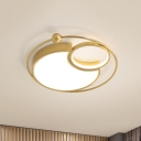 Circle Metal Ceiling Mounted Light Contemporary LED Gold Flush Lamp Fixture for Bedroom