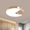 Contemporary LED Ceiling Fixture Gold Round Flush Mount Light with Metallic Shade