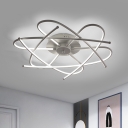 Metal Flower-Shape Flush Mount Light Contemporary LED White Ceiling Flush for Bedroom, Warm/White Light