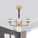 Tiered Beveled K9 Crystal Chandelier Modern 3 Lights Chrome Pendant Lamp with Cylinder Shade