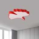 Ginkgo Leave Ceiling Fixture Modern Acrylic Sleeping Room LED Flush Mount Light in Red