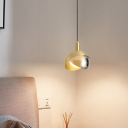 Global Smoke Grey Glass Suspension Lamp Minimalist Single Head Gold Ceiling Hang Fixture