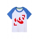 Fashion Chinese Letter Pattern Contrasted Short Sleeve Crew Neck Relaxed T Shirt for Men