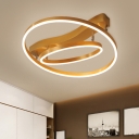 Modern Circles LED Ceiling Lighting Metal Living Room Semi Flush Mount in Gold, Warm/White Light