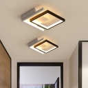 Black LED Squared Ceiling Flush Mount Modernist Metal Flush Light Fixture for Corridor