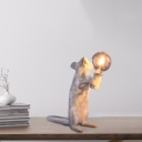 Kid Creative Rat Holder Mini Table Lamp 1-Light Resin Bedside Nightstand Light in White