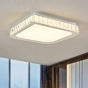 Square Ceiling Mounted Light Contemporary Crystal Block LED Chrome Flush Lamp Fixture
