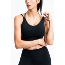 Chic Womens Solid Color Strappy Hollow Out Back Slim Fitted Crop Cami Top