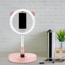 Modernism Ring USB Vanity Lamp Metallic Phone Support LED Fill-in Light with Bear Ear Design in Black/White/Pink
