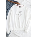 LY Letter Print Long Sleeve Round Neck Loose Pullover Sweatshirt