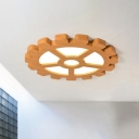 Contemporary LED Ceiling Light Orange Gear Flush Mount Lighting with Metallic Shade