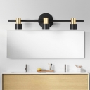 Cylinder Metallic Vanity Lighting Modernism LED Black Wall Mounted Lamp with 3 Arm in Warm/White/Natural Light