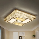 Chrome Square Flushmount Lighting Modern Clear Crystal Block LED Flush Ceiling Light for Bedroom