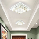 Crystal Block Round/Square Ceiling Flush Minimalism LED Chrome Flush Mount Fixture in Warm/White Light