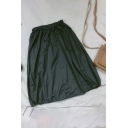 Womens Skirt Fashionable Bungee-Style Hem Elastic Waist Knee-Length A-Line Skirt