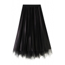Womens Skirt Trendy Convertible Asymmetric Mesh Hem High Rise Midi A-Line Pleated Skirt