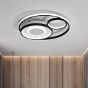 Round Acrylic Flush Light Fixture Nordic LED Black Flush Mount Lamp in Warm/White Light, 18