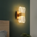 Modern Bowknot-Like Wall Sconce Acrylic 1/2-Head Living Room Wall Mounted Lamp in Gold, Warm/White Light