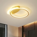 Circle Metallic Flushmount Lamp Modernism LED Gold Flush Ceiling Light Fixture in White/Warm Light