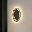 Oval Acrylic Flush Wall Sconce Contemporary LED Black/White Wall Lighting Ideas in Warm/White Light
