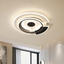 Loop Flush Mount Lighting Contemporary Acrylic LED Bedroom Ceiling Lamp in Black and White, 18