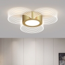Minimalist Flower Flush Mount Light Acrylic 3/4/5 Heads Bedroom Ceiling Lighting in Gold