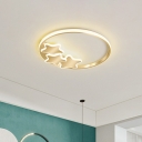 Acrylic Ring and Star Ceiling Flush Mount Modern Style LED Gold Flushmount Lighting in Warm/White Light