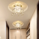 Modern LED Flush Mount Lighting Chrome Scalloped Dome Ceiling Fixture with Beveled Crystal Shade in Warm/White Light