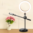 Circle USB Fill Light Simple Style Metallic LED Black Vanity Lighting Ideas with Cellphone Mount Design
